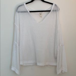 White bell sleeve free people top